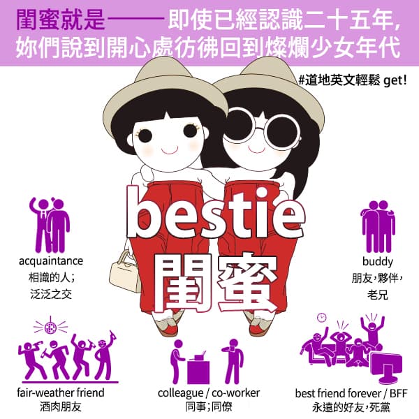 【圖解單字】妳們定義的好閨蜜是怎樣的呢？