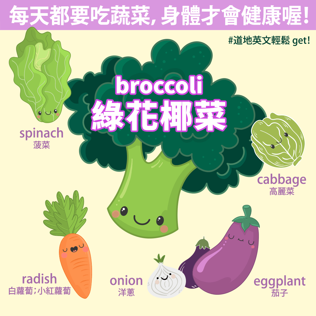 圖解單字 - 每天都要吃蔬菜，身體才會健康喔！